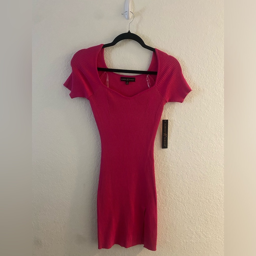 Hot pink mini dress